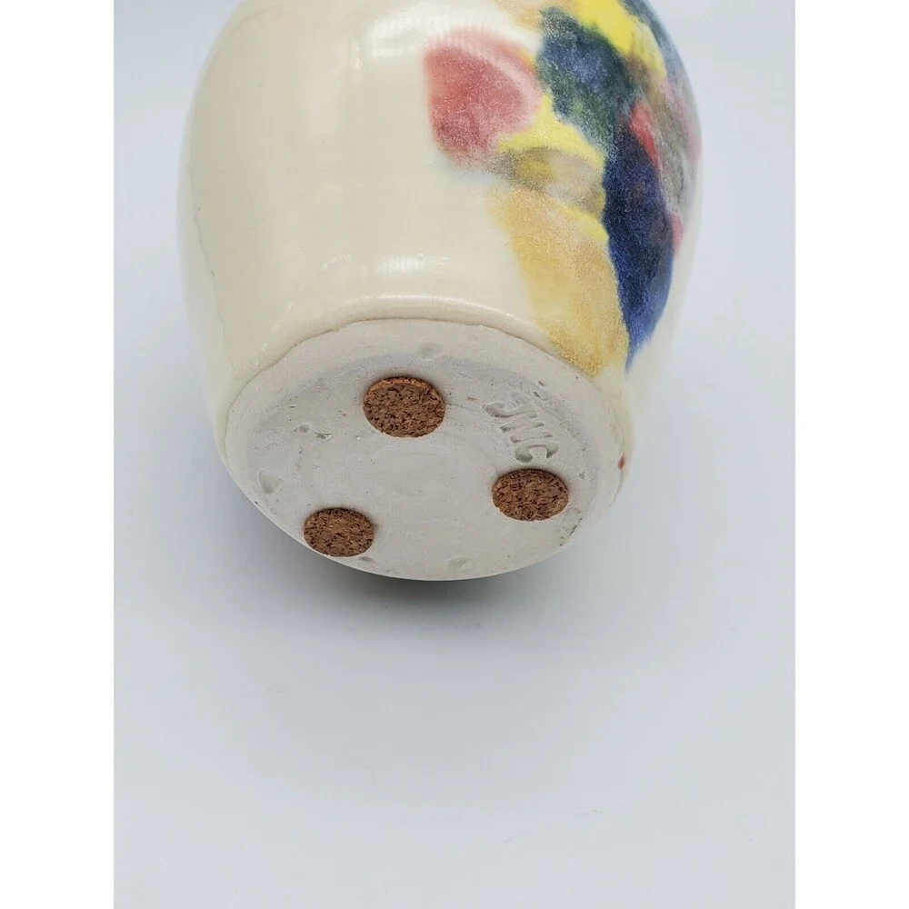 JWC Pottery Vase Multi-Colored Glaze Marked J.W.C. Beautiful!!! Colorful!!